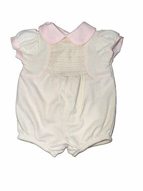 VTG baby Dior bubble short romper pink trim embroidered